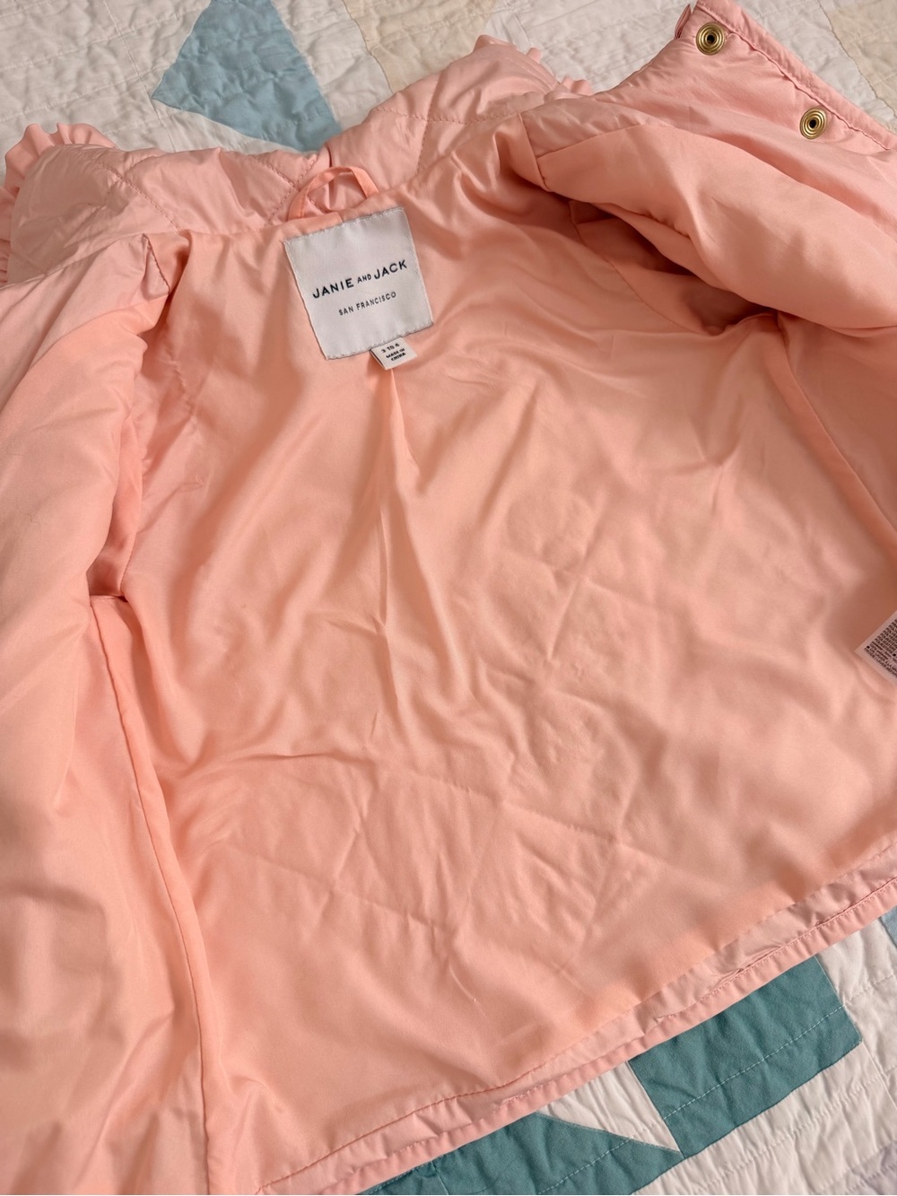 Janie and Jack 3T Light Pink Quilted Ruffle-Trim Jacket - Picture 5 of 5